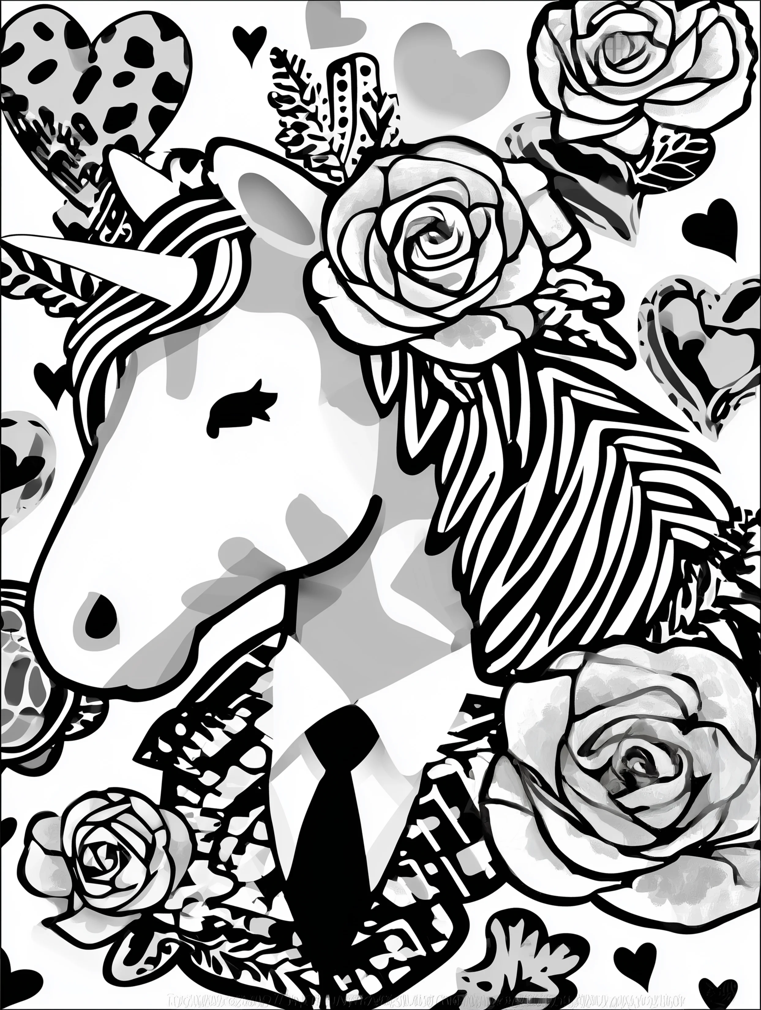 Free printable unicorn coloring page for adults featuring a dressed up unicorn